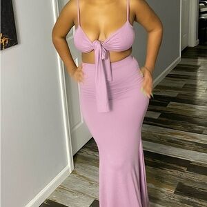 Lavender Two-Piece Maxi Skirt Set